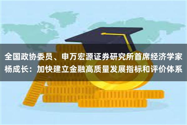 全国政协委员、申万宏源证券研究所首席经济学家杨成长:加快建立金融高质量发展指标和评价体系