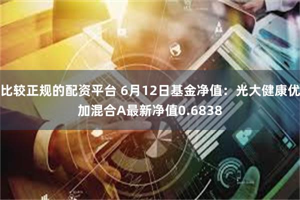 比较正规的配资平台 6月12日基金净值:光大健康优加混合A最新净值0.6838
