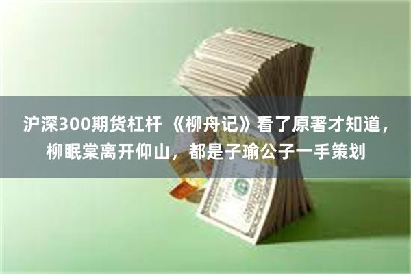 沪深300期货杠杆 《柳舟记》看了原著才知道,柳眠棠离开仰山,都是子瑜公子一手策划