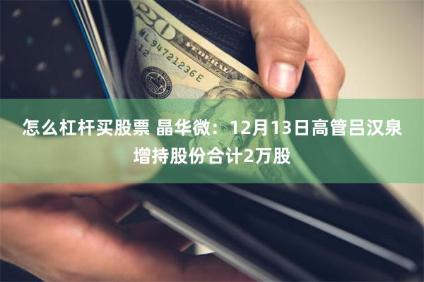 怎么杠杆买股票 晶华微:12月13日高管吕汉泉增持股份合计2万股