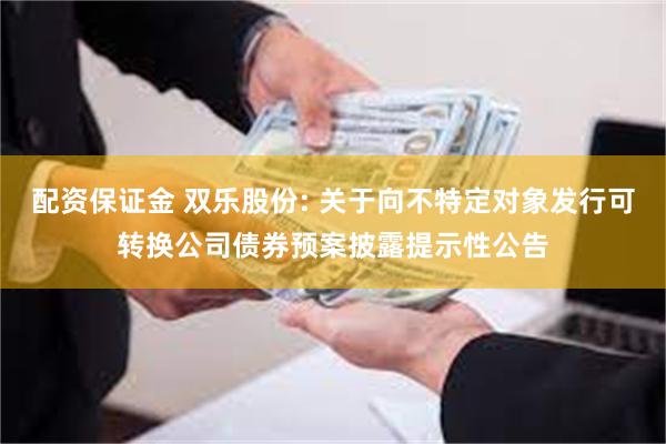 配资保证金 双乐股份: 关于向不特定对象发行可转换公司债券预案披露提示性公告
