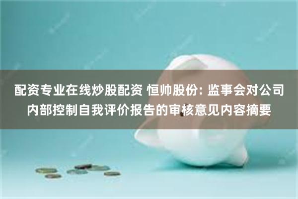 配资专业在线炒股配资 恒帅股份: 监事会对公司内部控制自我评价报告的审核意见内容摘要