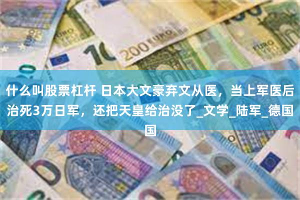 什么叫股票杠杆 日本大文豪弃文从医,当上军医后治死3万日军,还把天皇给治没了_文学_陆军_德国